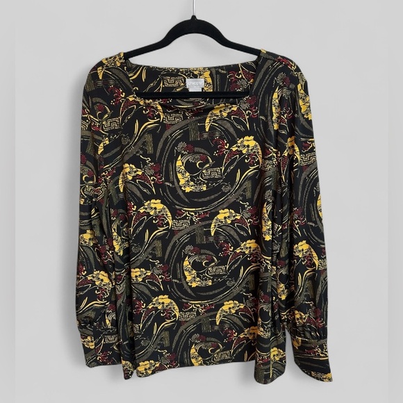 Chico's Long Sleeve Top Womens Oriental Geometric All Over Print Maximalist 3 XL - Picture 1 of 7